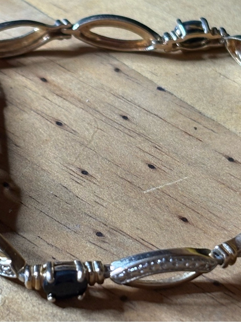 Elegant Sapphire Two-Tone Women's 925 Silver Bracelet - Silver and Gold Accents